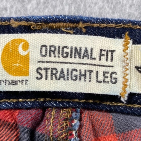 Carhartt Thermal Lined Jeans Women Sz 4S Blue Straight Leg Original Fit Flannel - Picture 2 of 5